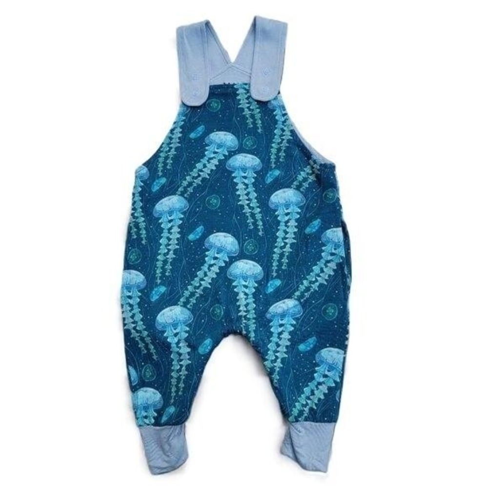 Mavella Bamboo Jellyfish Crescent Overalls Size 3-6m Baby Boys Girls‎ Daywear